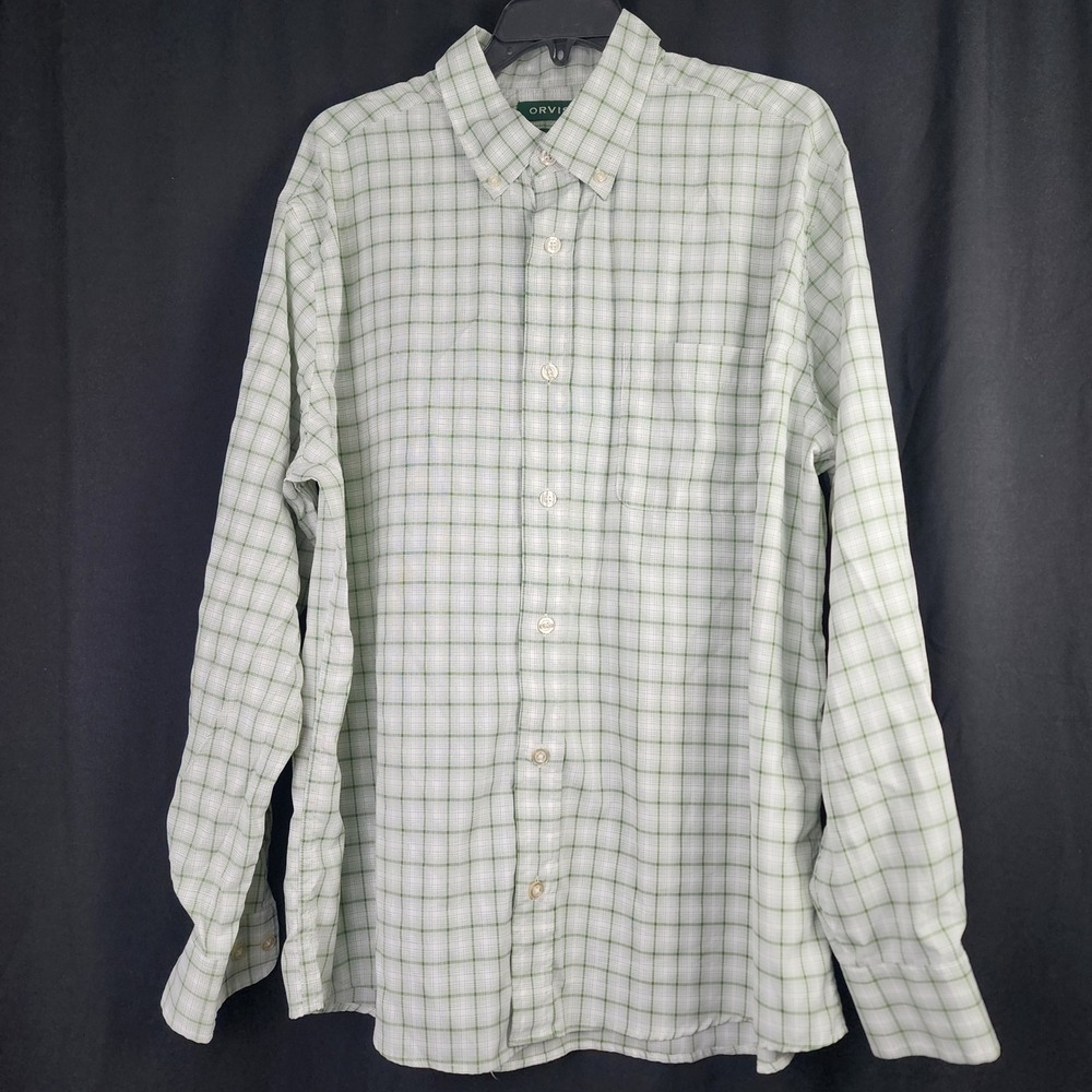 ORVIS‎ Active Fit Long Sleeve Plaid Button Down Shirt Men's XL Polyester Blend